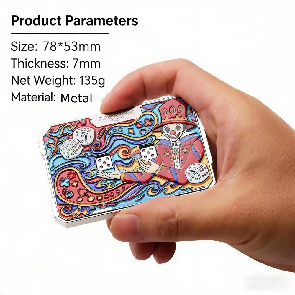 Mechanical Dice Game Card Press Dice Card Clown Metal Dice Roulette Fidget Dice Roller EDC Relieve Stress Toy for Tabletop Game