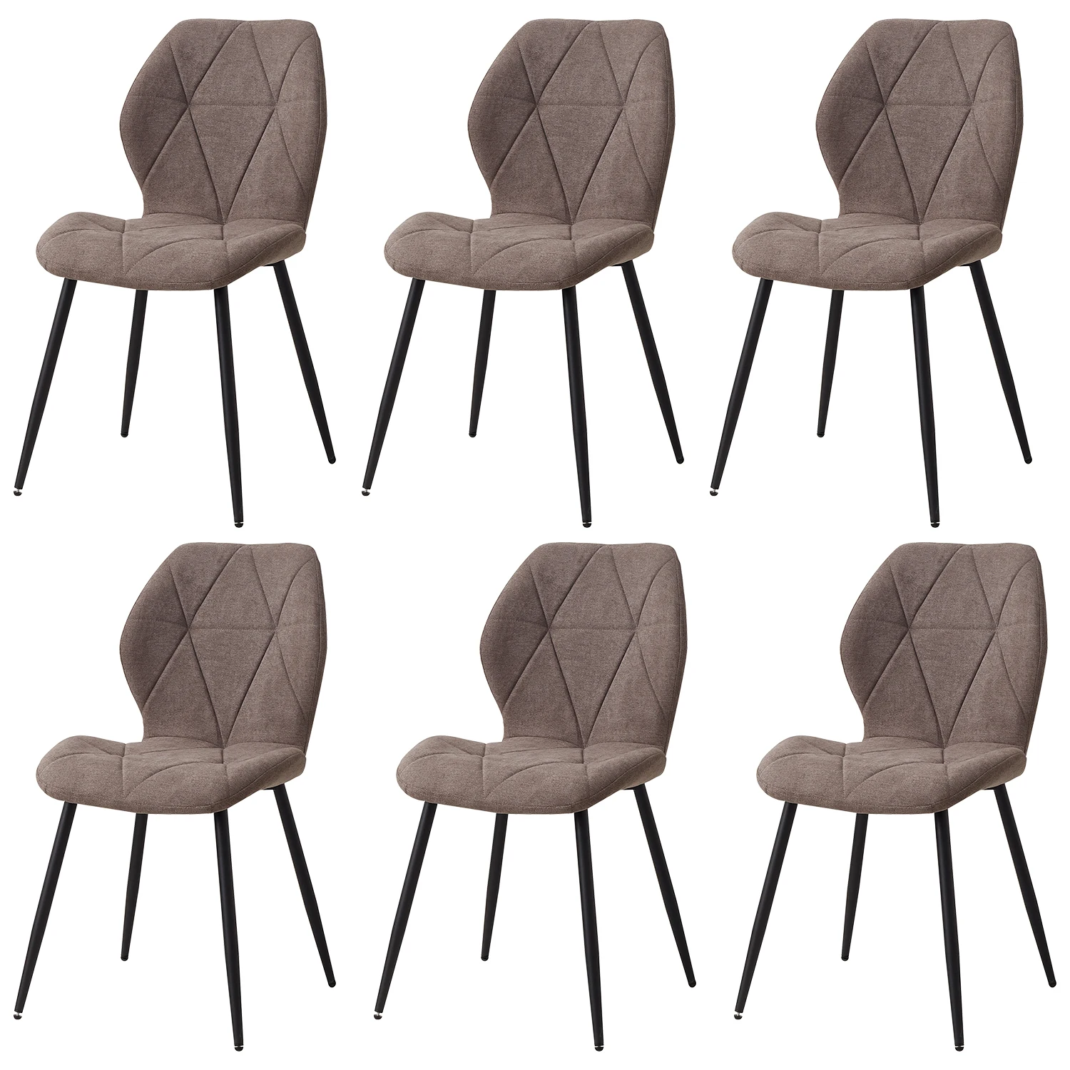 EGOONM Set van 2/4/6 Eetkamerstoelen Gestoffeerde Gewatteerde Linnen Stof Keukenstoelen Metalen Poten voor Balkon Restaurant Eetkamer