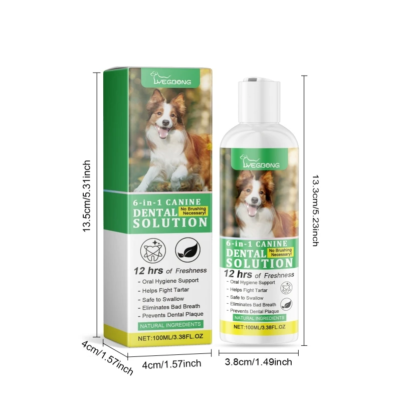 Breath Fresher Pet Mouthwash Rinse 100ml Daily Teeth Care Natural Extracts Pet Teeth Cleanser Plaque and Tartar Prevent