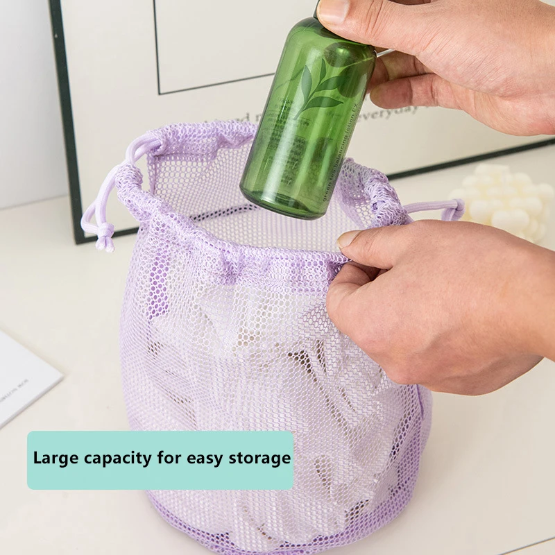 New 1pcs Nylon Mesh Drawstring Storage Pouch Bag Multi Purpose Travel & Outdoor Activity Pouch For Digital Products Makeup Bag