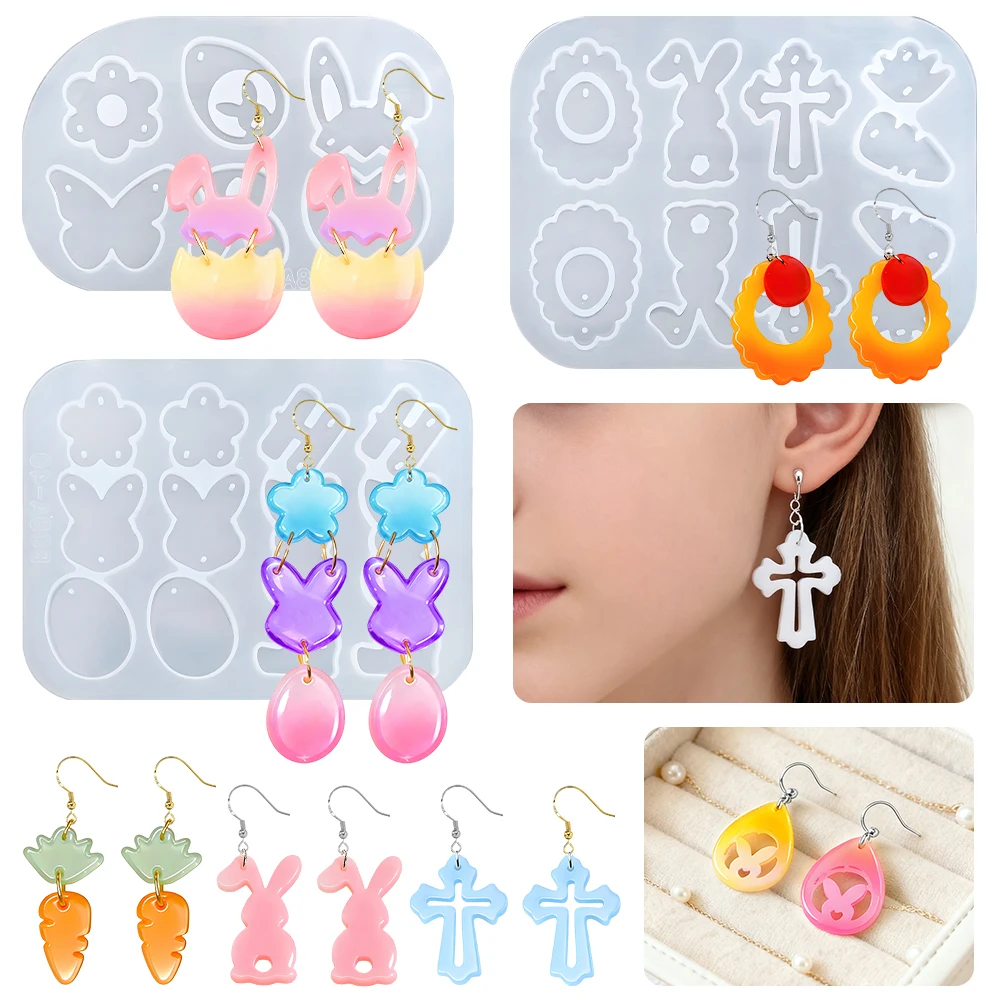 S0255 Easter Bunny Egg Epoxy Resin Molds DIY Jewelry Pendant Necklace Women Trinkets Making Moldes De Silicona Manualidades