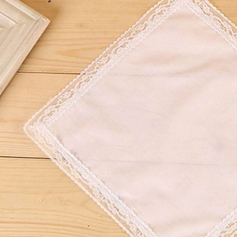 

R1WE 25x25cm Ladies Plain White White Floral Crim Trimtclate Hetk Sbedchiefs свадьба свадьба