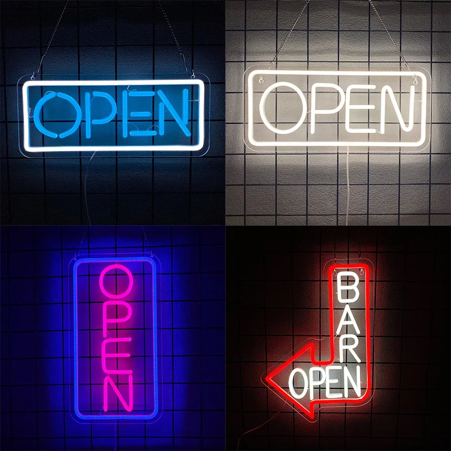 Insegne luminose al neon a LED con interruttore ON/OFF per bar, negozi, caffetteria, hotel, finestre, esterni ecc., insegne aperte per aziende