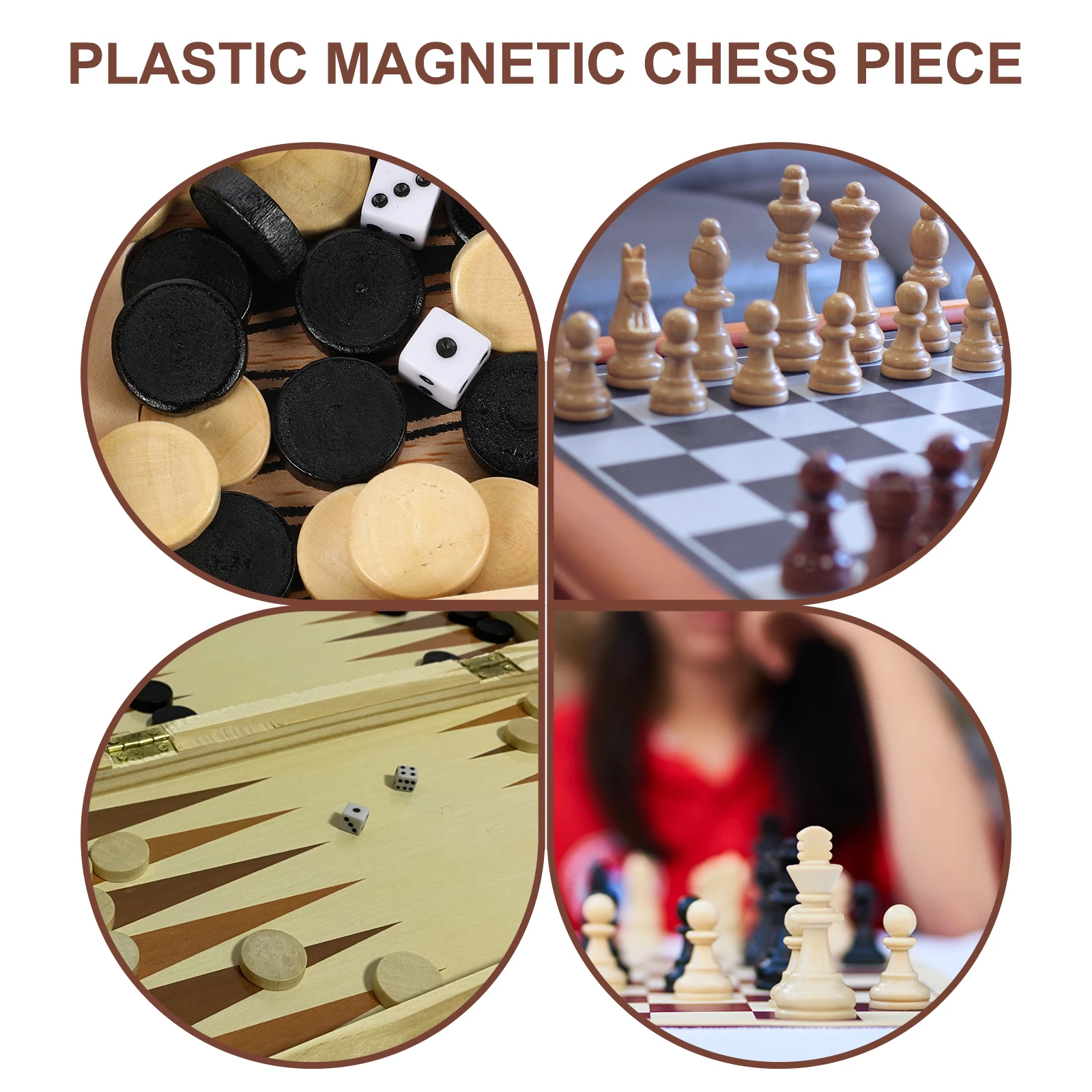 

1 Set Wooden Chess Board Playset Educational Intelligence Portable Smooth Surface Lightweight Plaything For