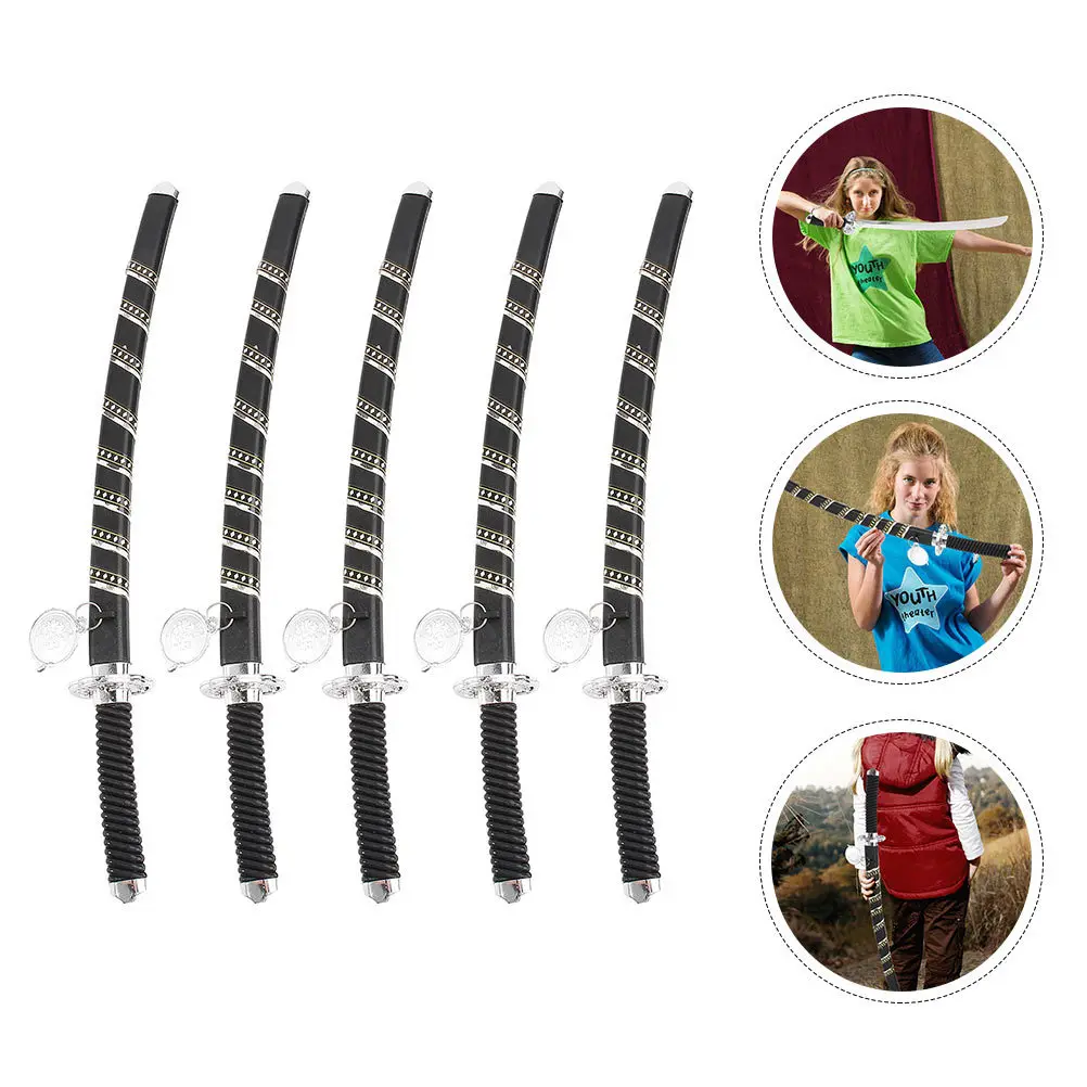 1Set Japanese Samurai Small Plastic Swords 5 Pieces Creative Cosplay Props Kids Pretend Play Costume Entertainment