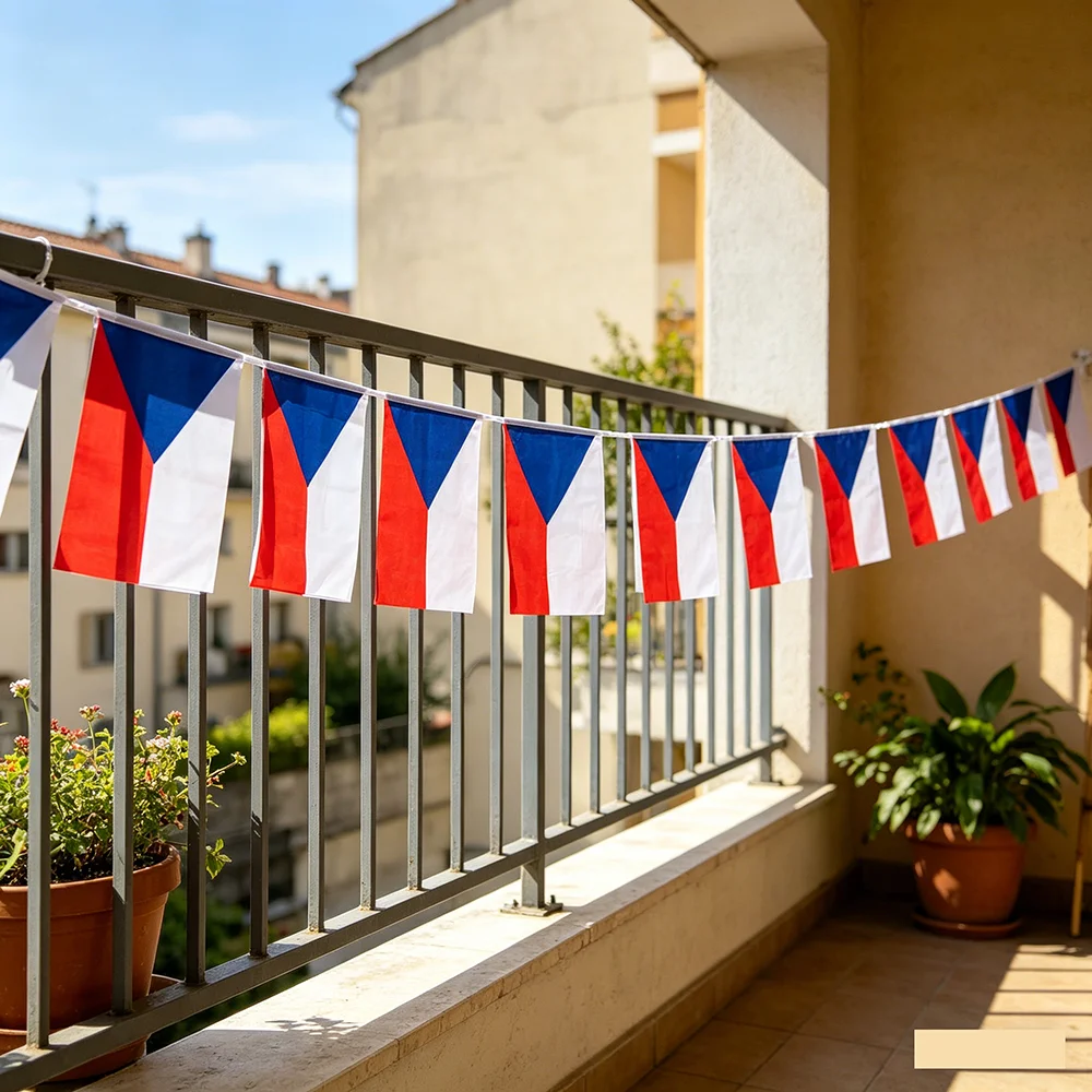 （TIKI FLAG）Czech bunting flags 14x21cm Pennant Czech String Banner Festival Party Holiday for decoration