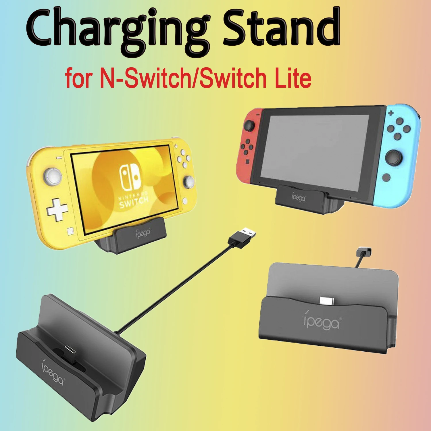 Suporte de Carregamento 2 em 1 para Switch/Switch Lite – Carregador Portátil Plug & Play