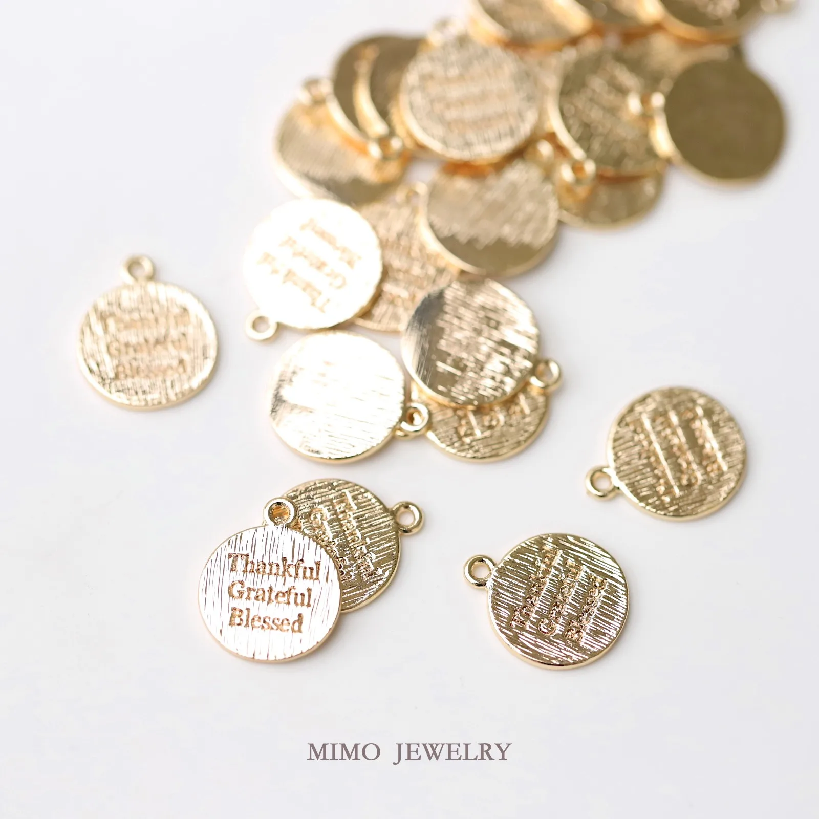 Brushed Tree Pattern Engraved Circular Versatile Round Plaque Charms Pendant Supplies DIY Hand Brass Gold Plated Accessories