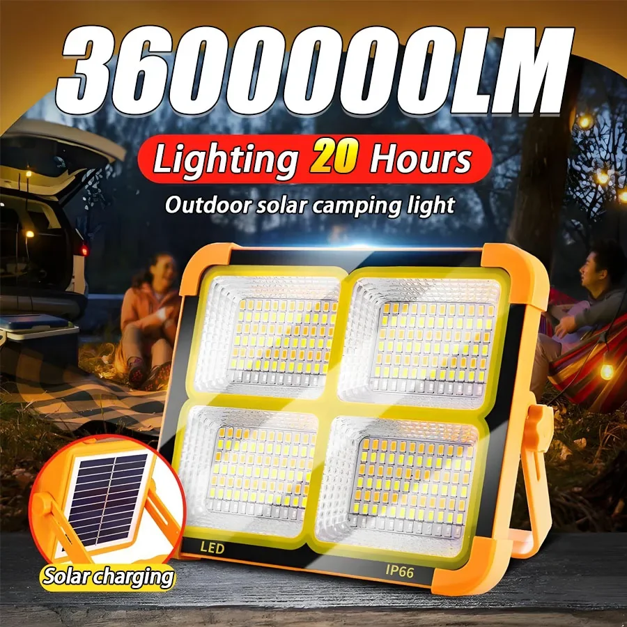 Pop 360000LM Solar Camping Light Rechargeable Floodlights High Power Tent Lights Outdoor Waterproof Portable Lamp Emergency Ligh