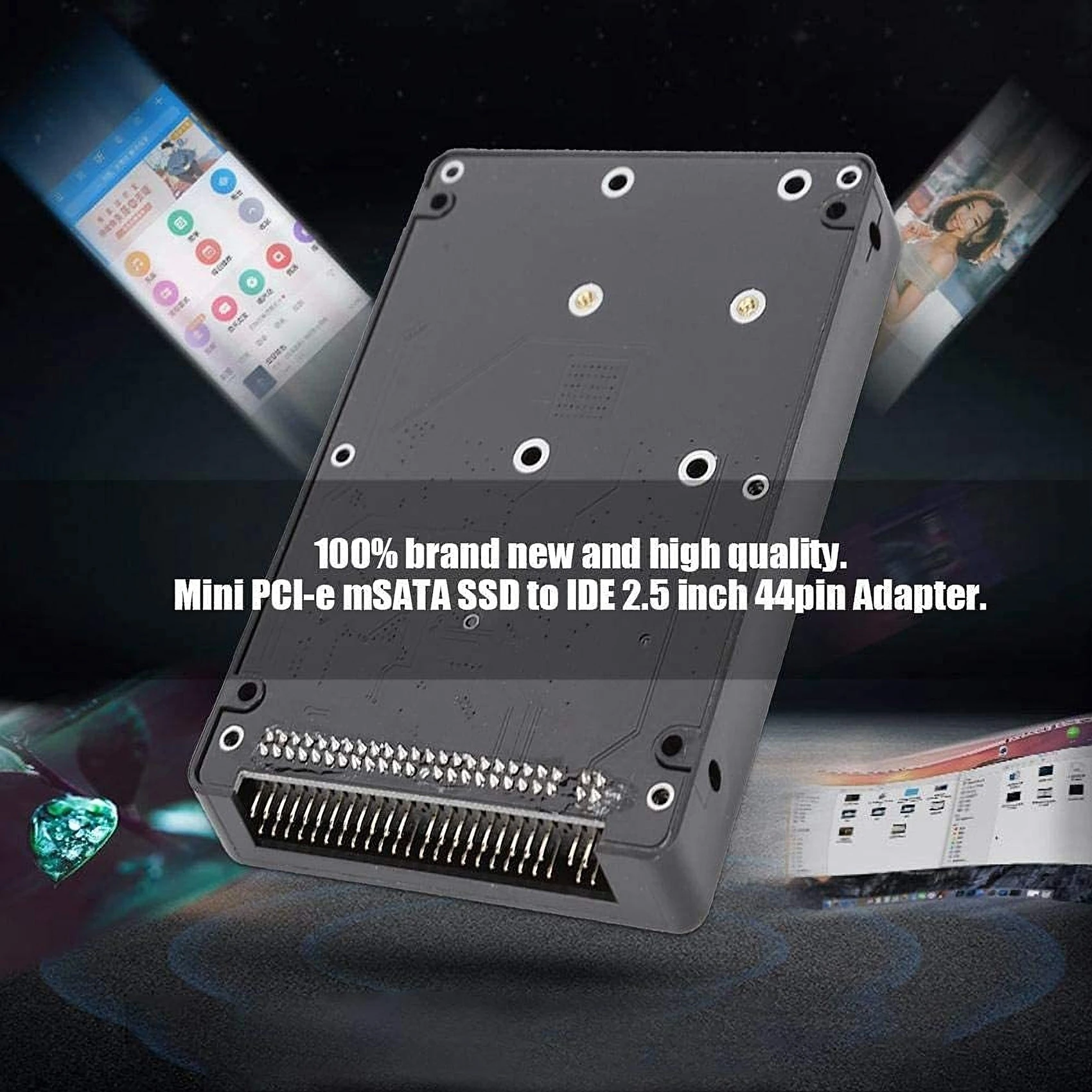 44PIN MSATA para 2,5 polegadas IDE HDD SSD MSATA para PATA Adaptador Conversor Cartão com Estojo