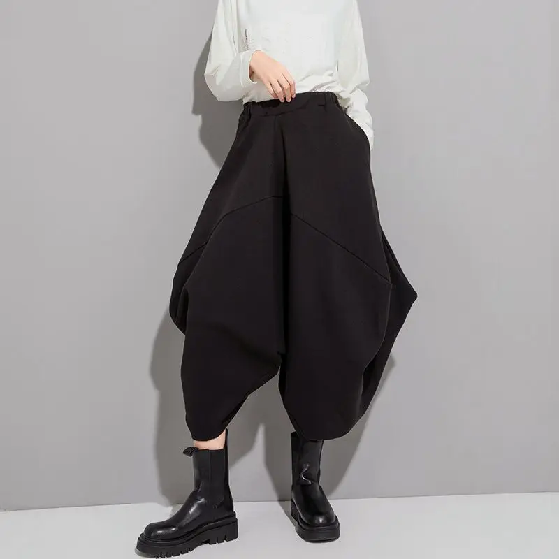 2025 New Summer Thin Lantern Pants Women Fashion Design Loose Cropped Haren Pants Casual Elastic Waist Wide Leg Joggers