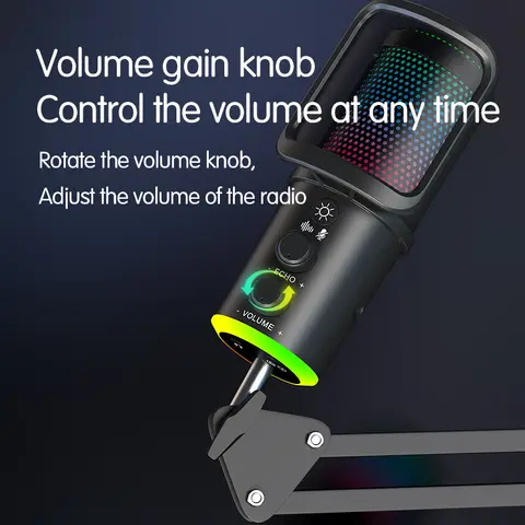 RGB USB Condenser Microphone with Boom Arm for Streaming & Podcasting