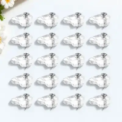 

20Pcs Glass Holder Clips Clear Plastic Fixing Clips for Mirror Cabinet Door Mounting Accessories Screws Included