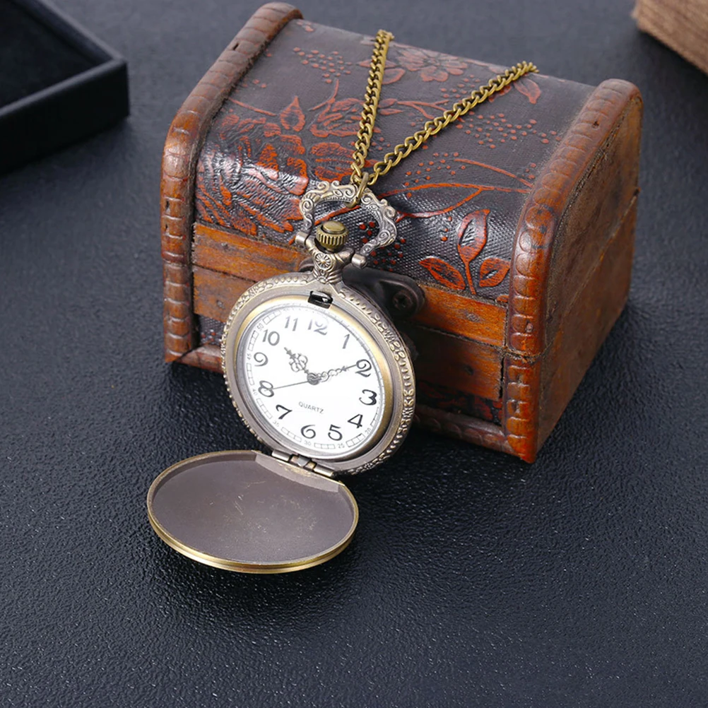 

1pc Retro Rose Halter Necklace Vintage Pocket Watch Lightweight Quartz Portable Chain Watch For Women Men Mini Timepiece