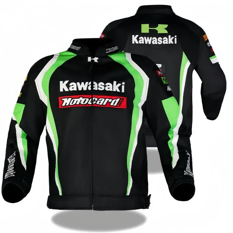 Новый внедорожный мотоциклетный велосипедный костюм Kawasaki, гоночная куртка, ветрозащитная теплая куртка с защитой от падения, сезонный велосипедный костюм