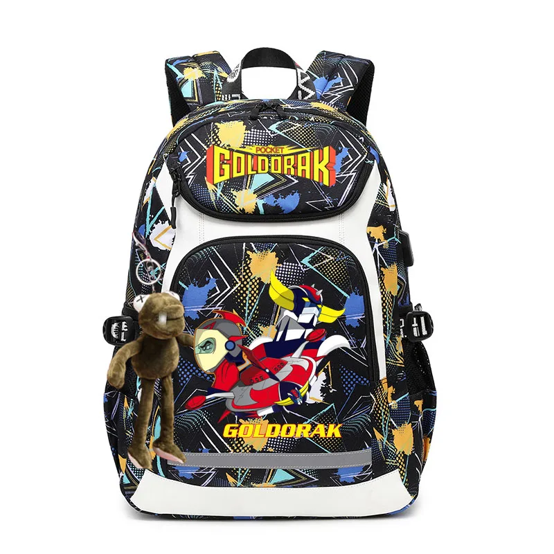 New style backpack for men middle and high school students schoolbag heat transfer printing goldorak splash-proof computer bag o