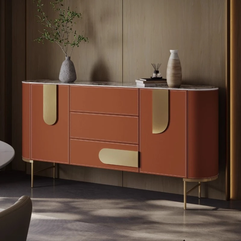 Modern slate countertop leather Storage locker display cabinet drawer type storage living room cabinets Wardrobe Armoire stand