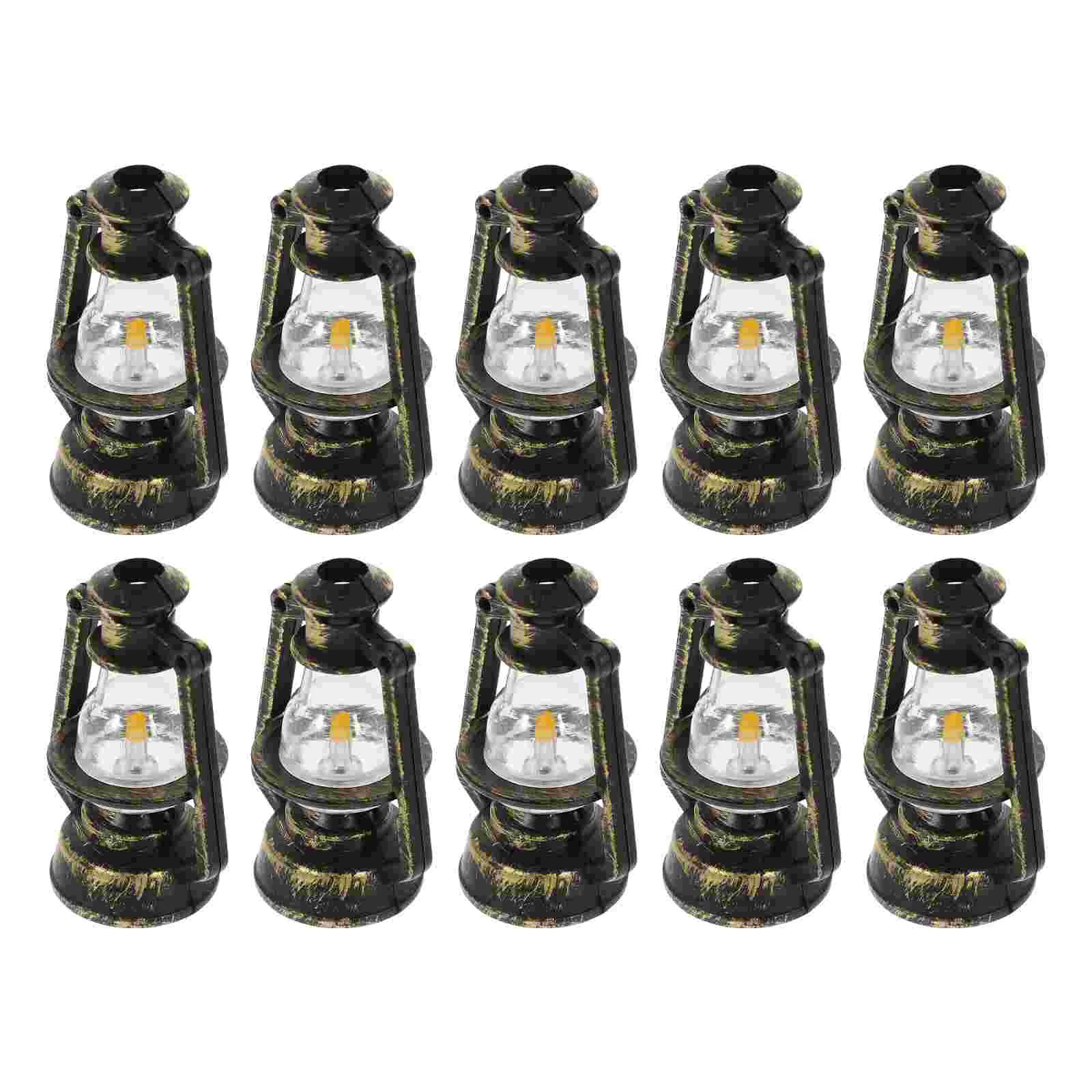 

10 Pcs Mini Kerosene Lamp Simulation Miniature Lantern Small Ornament Model Decoration Oil