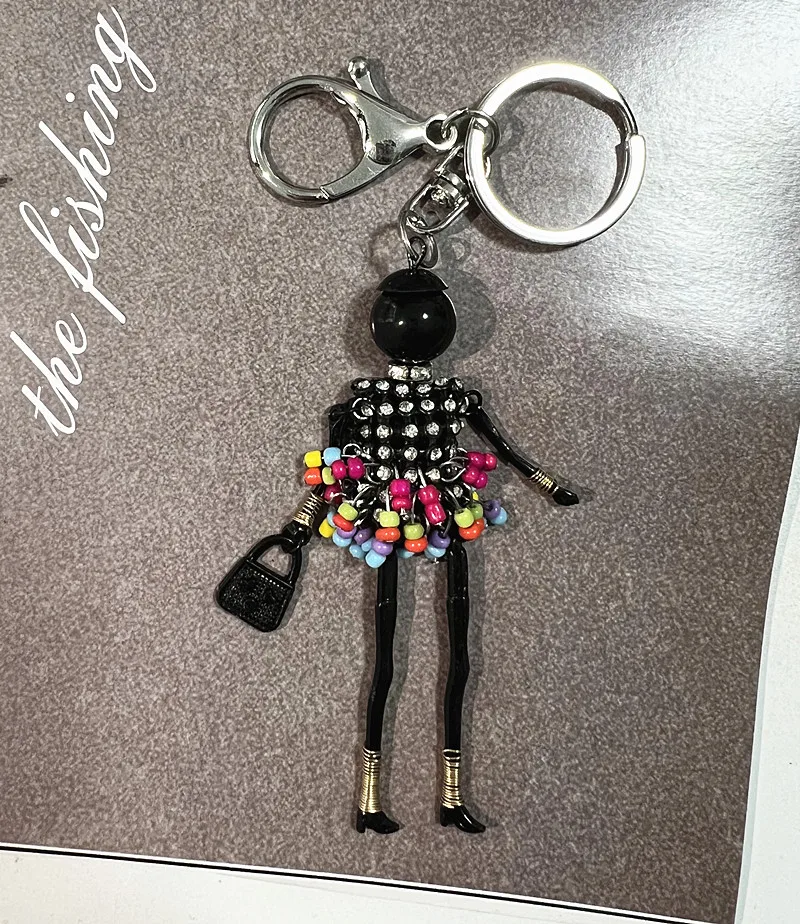 HOCOLE charms doll keychains for women Feather lovely gifts key chain bag jewelry bunny Dress ladies keychains wholesale