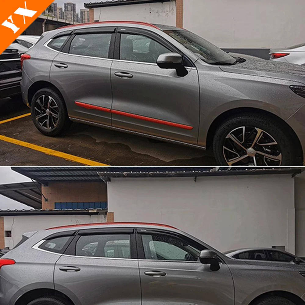 For Haval Jolion 2021-2024 6pcs Chrome Black Look Trim Car Window Sunshade And Rain Cover Protector Sticker Cover Garnish