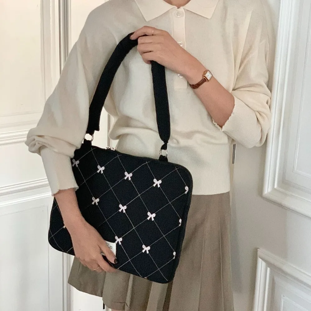 موضة مطرزة القوس حقائب الأعمال سعة كبيرة مجلد ملفات وثيقة حمل Bolsas حقيبة يد حقيبة كتف حقيبة كمبيوتر محمول الرجال