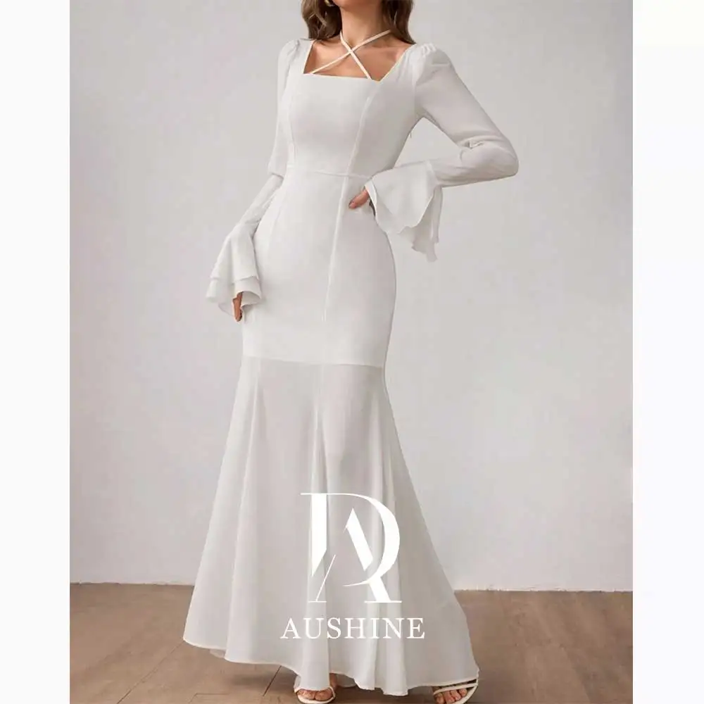 

Aushine Customized Birthday Evening Dress Ankle Length Full Sleeves Summer Elegant Wedding Party Gowns For Women Arab 2024