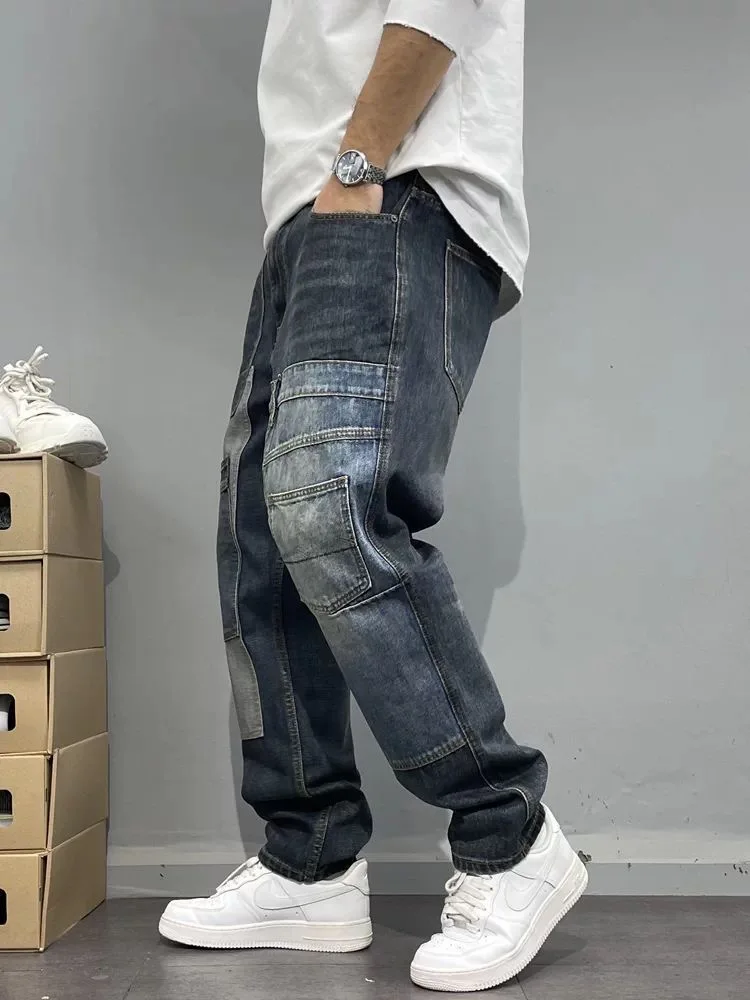 Spring/Autumn Fashion Trendy American Retro Straight Leg Stretch Denim Jeans Men's Casual Loose Fit Sports High Quality Jeans