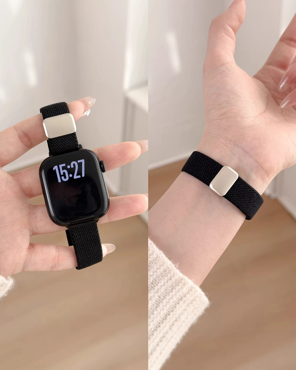 Элегантный магнитный эластичный нейлоновый ремешок для Apple Watch, женский, для моделей 11/10/9/8/7/6/5, 38 мм, 40 мм, 41 мм, 42 мм, 44 мм, 45 мм, 46 мм