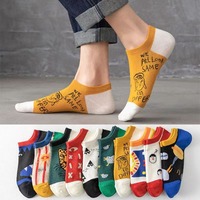 10 Pairs Of Casual Trend Ankle Socks For Men And Women, Comfortable, Breathable And Cute Cartoon Summer Couple Boat Socks