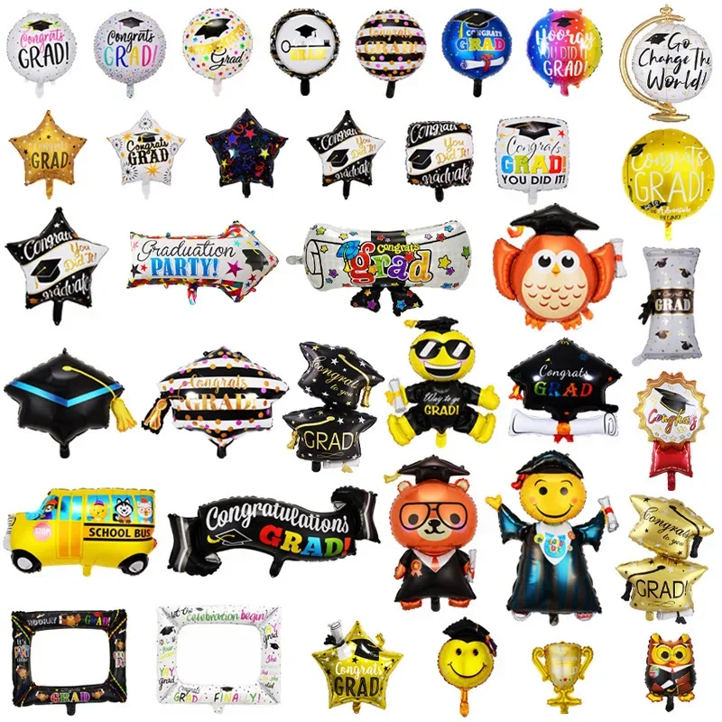 Graduation Party Balloon Owl Helium Globe Foil Balloon Congrats Grad School Celebrations 2024 Party Decorations Globos Ballons