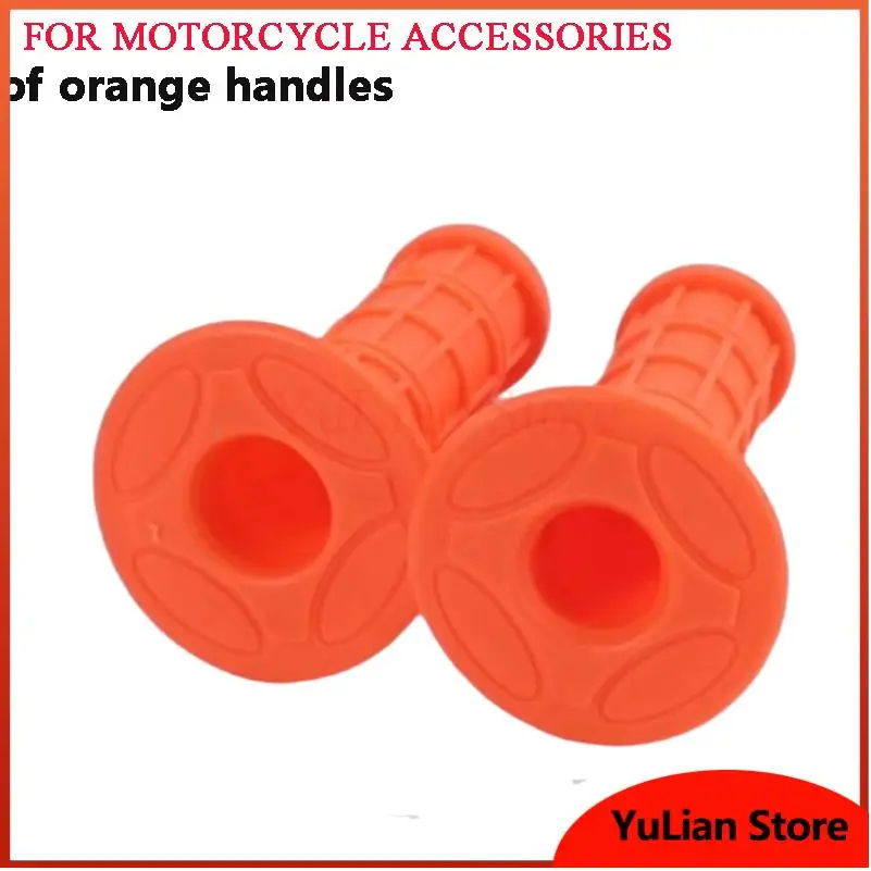 A pair of orange motorcycle flange anti slip handle covers universal grip