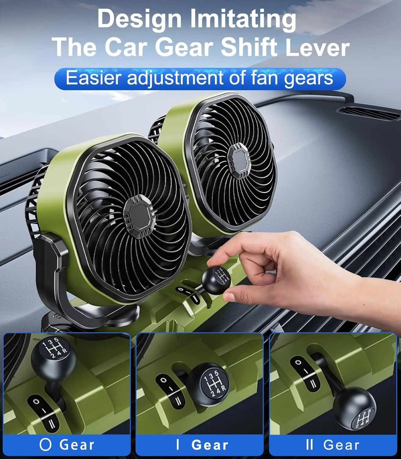 Dual Head Car Cooling Fan For Dashboard, DC 5V USB / 12V / 24V Universal Cigarette Lighter Plug Car Fans That Blow Cold Air Cool
