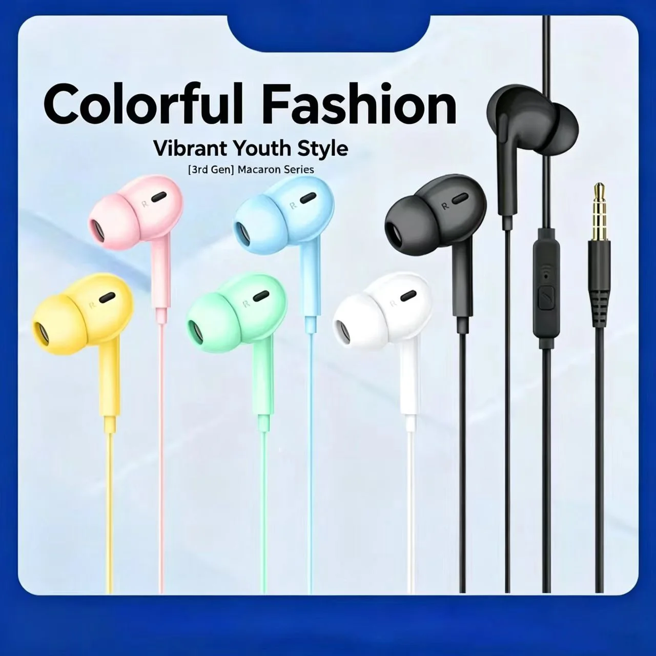3rd Gen Macaron Wired In Ear Earphones 3.5mm Jack Headset with Mic, Music & Calling, Compatible with MP3 MP4 Learning Machine