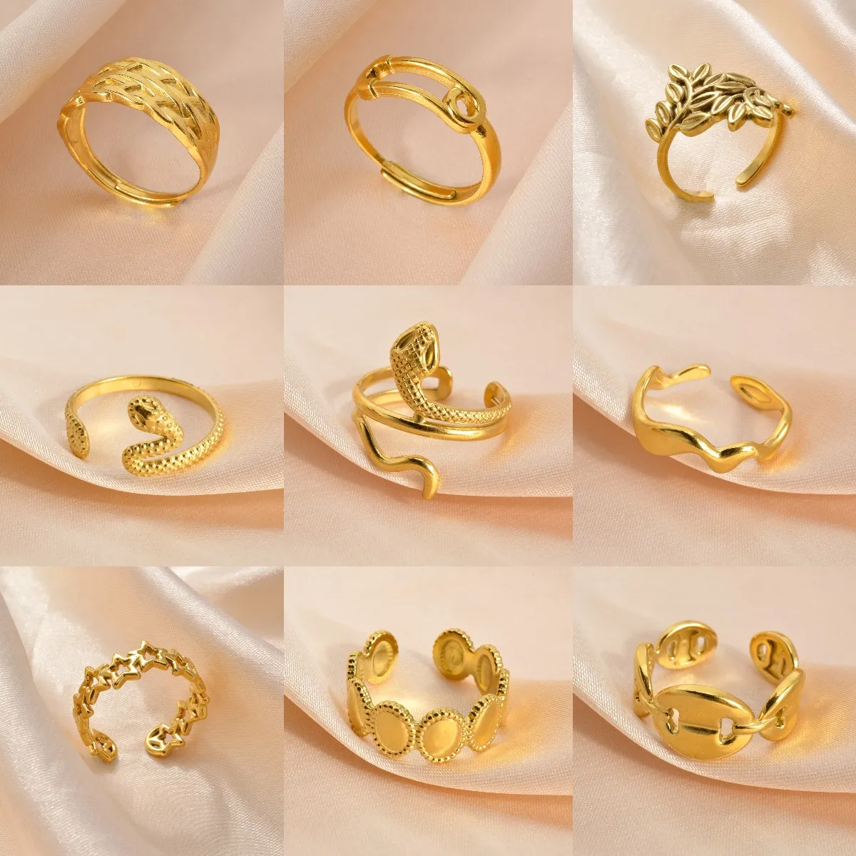 18K Stainless Steel Rings for Women Gold Plated Couple Jewelry Ring Female Male Luxury Quality Jewelry Accessories