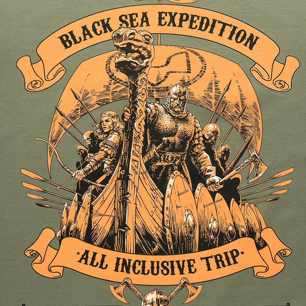 Black Sea Expedition Nordic Warriors Dragon Boat T-Shirt 100% Cotton O-Neck Short Sleeve Summer Casual Mens T-shirt Size S-3XL