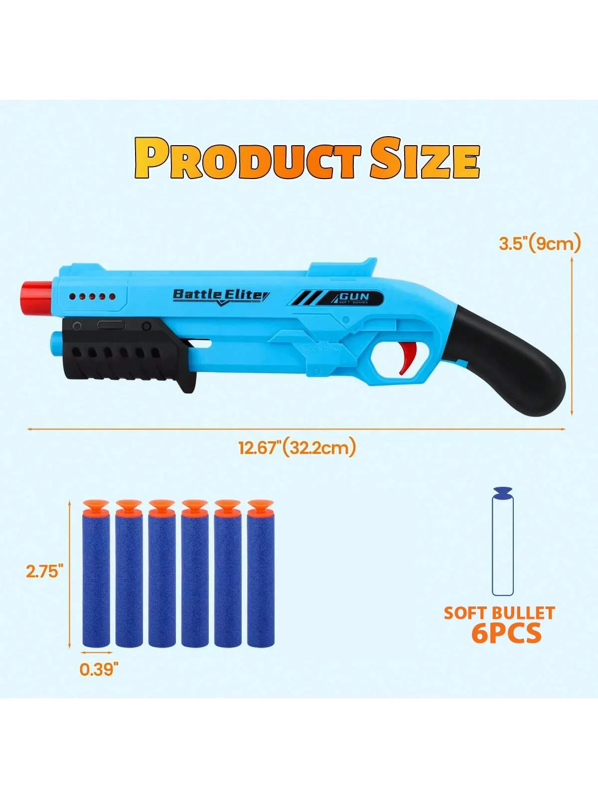 Outdoor Duurzaam Soft Bullet Blaster Handmatig Schuim Dart Launcher Battle Toy, Speelpistool voor jongens en meisjes, Halloween Kerstcadeaus