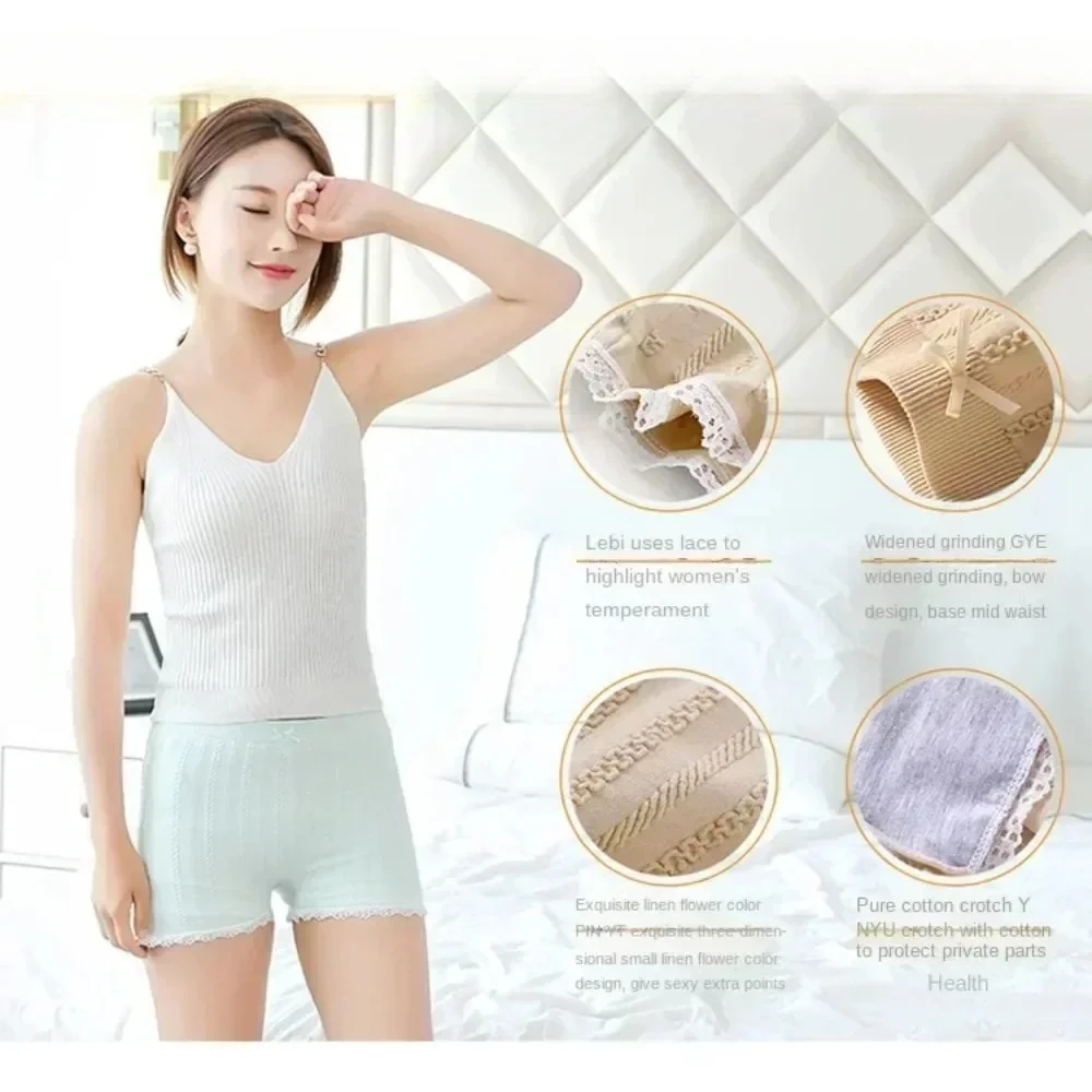 Pantalones cortos de encaje sin costuras, pantalones cortos de seguridad para mujer, calzoncillos Boxer de alta elasticidad, vestido corto Sexy para mujer, pantalones cortos debajo de la falda, ropa interior para niña