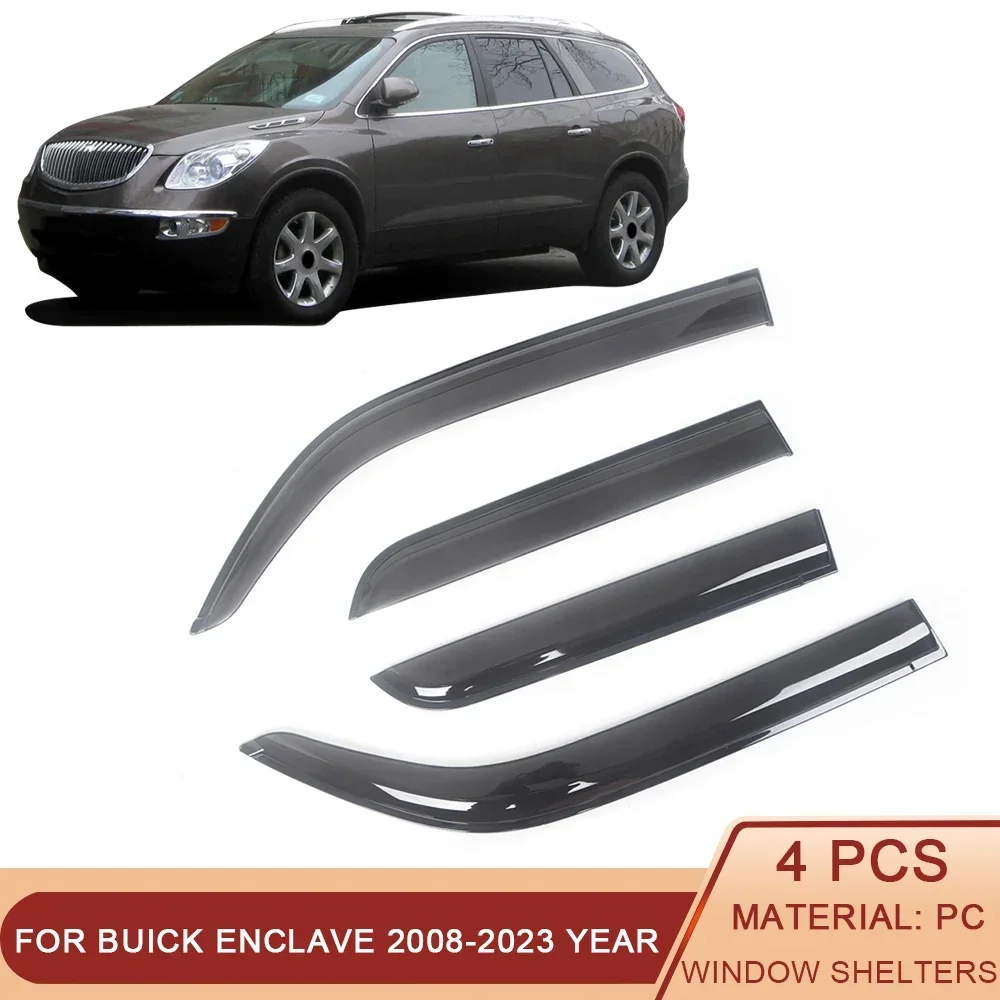 

For Buick Enclave 2008-2023 Auto Side Window Wind Deflectors Visors Black Rain Guard Door Visor Vent Shades Dark Smoke Ventvisor