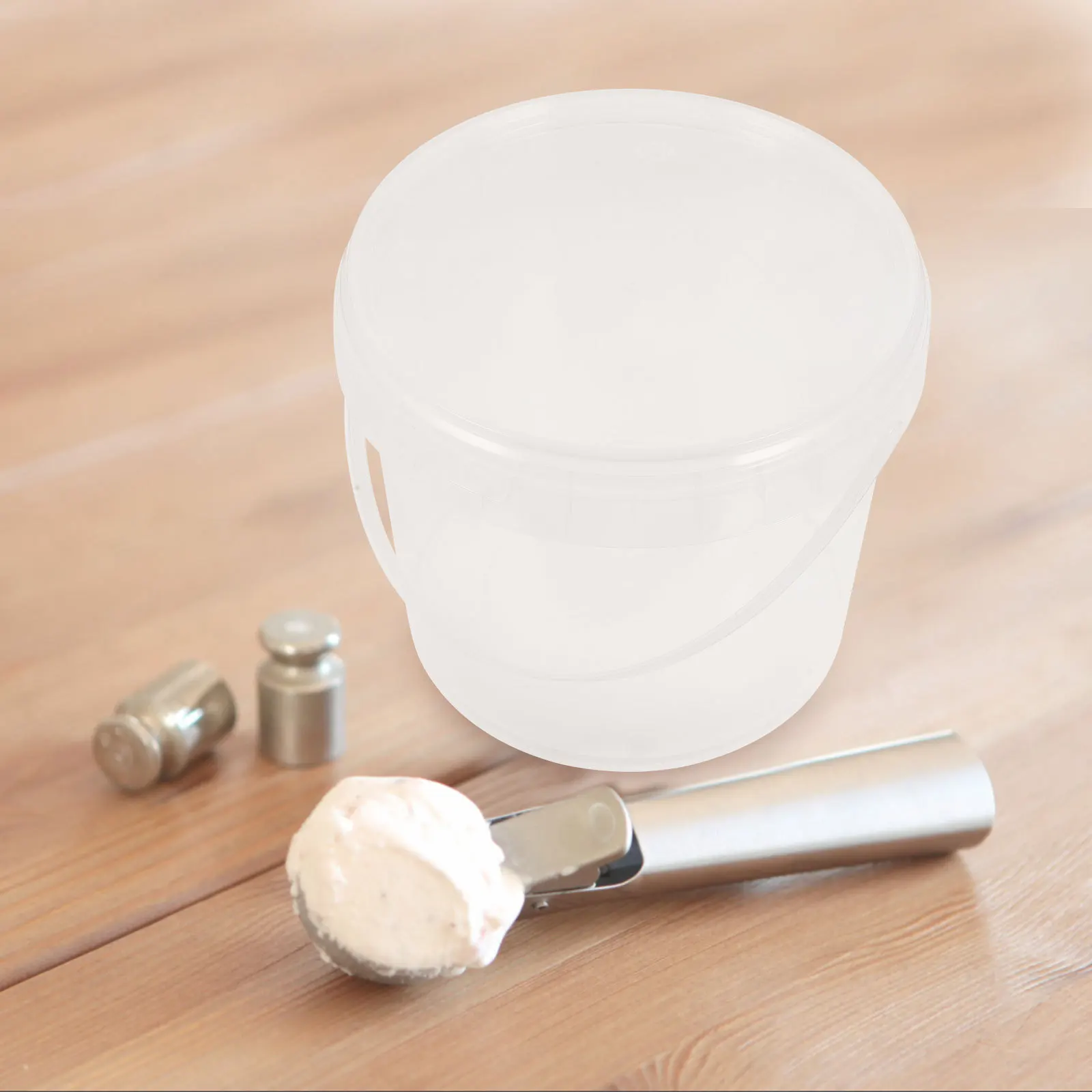 

3Pcs Ice Cream Storage Buckets Thick Plastic Clear Container Lid Portable Multi-Use Food Storage Refrigeration Container