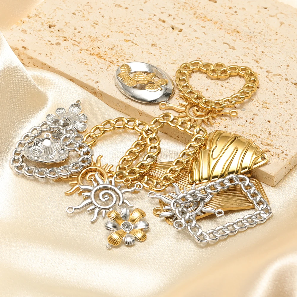 5Pcs Stainles Steel Butterfly Star Hollw Flower Charms for DIY Women Sweater Chain Necklace Findings Bracelet Jewelry Making - Image 6