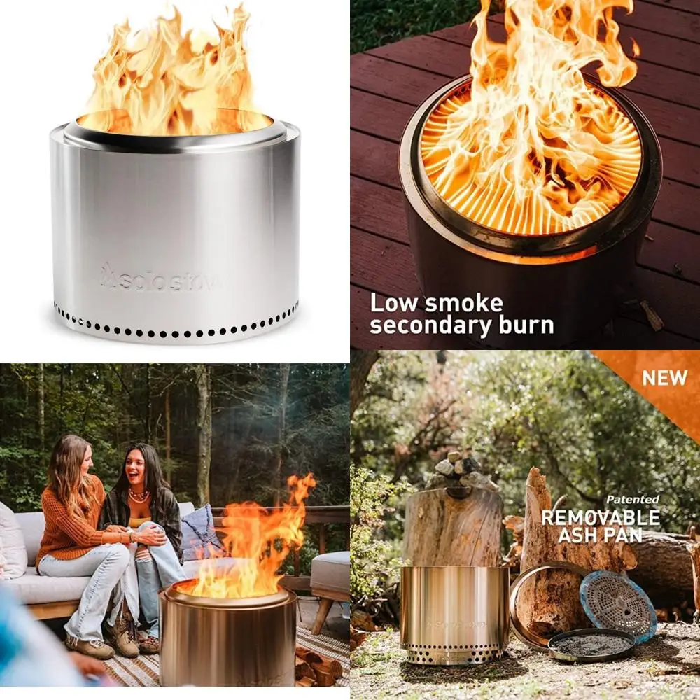 

Portable Wood-Burning Fire Pit, Smokeless & Stainless Steel, with Ash Pan | Outdoor Camping Essential