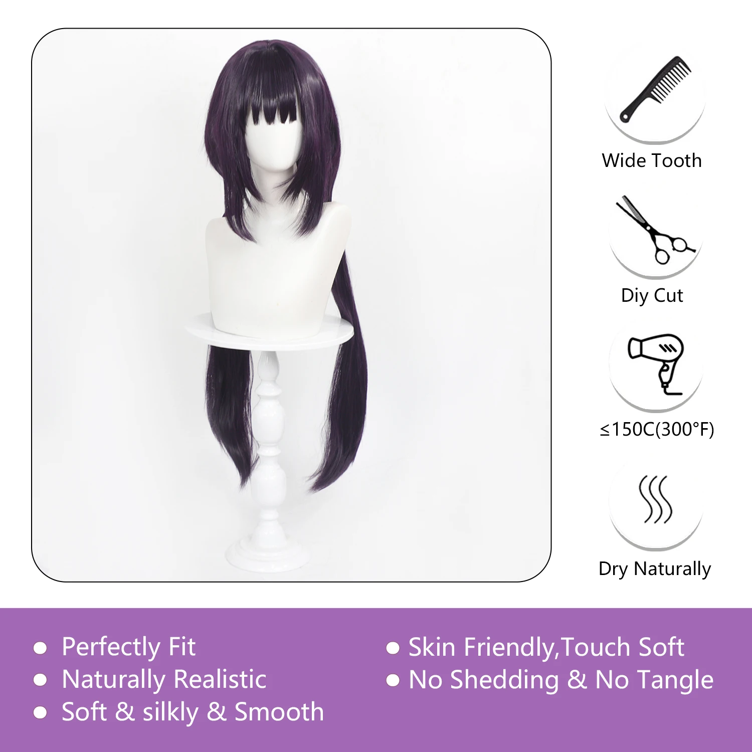 Anime Blue Archive Otokagami Sumire Cos Wig,Dark Purple Long Double Ponytail Wig For Halloween Comic‑con Party