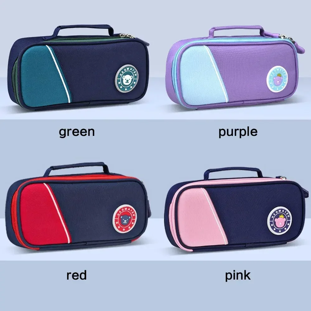 حقيبة أقلام بسيطة مزدوجة بسعة كبيرة لطلاب المدارس الابتدائية ، حافظة أقلام رصاص عصرية لطيفة ، أدوات مكتبية ، أولاد وبنات