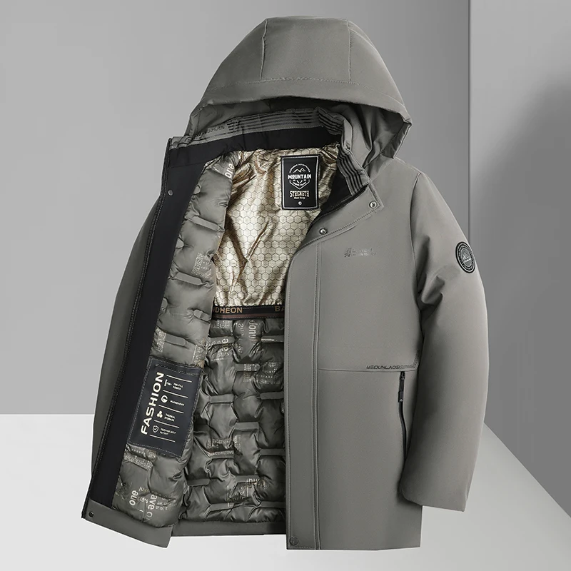 

Men's Puffer Jacket Warm Hooded Parkas Cotton Outwear Waterproof Windproof Parkas Mid-Length Outdoor Jackets Casual Down Coat