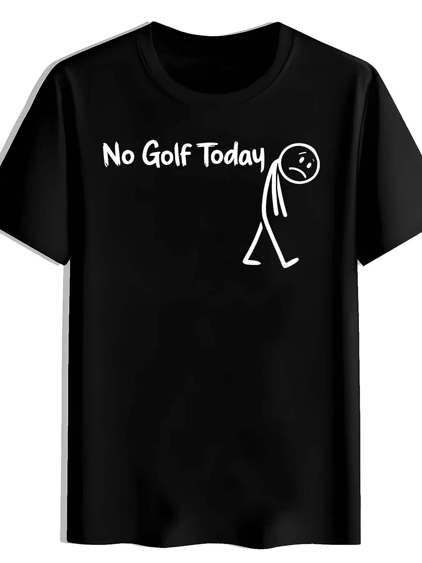 Men's No Go Today Short Sleeve TShirt Minimalist Stick Figure No Go Today Print Round Neck Summer Casual Tee Machine Washable Casual Attire Layering Top with Non Fabric (Men's Fashion)pure Cotton Breathable Sweat-wicking and Soft Suitable for Daily