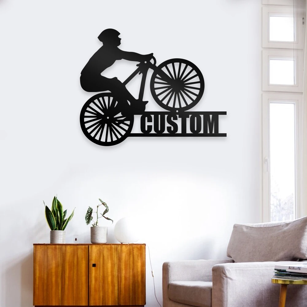 1pc bicycle funny Custom Name Metal Wall Signs Metal Wall Plaque For Bedroom Décor