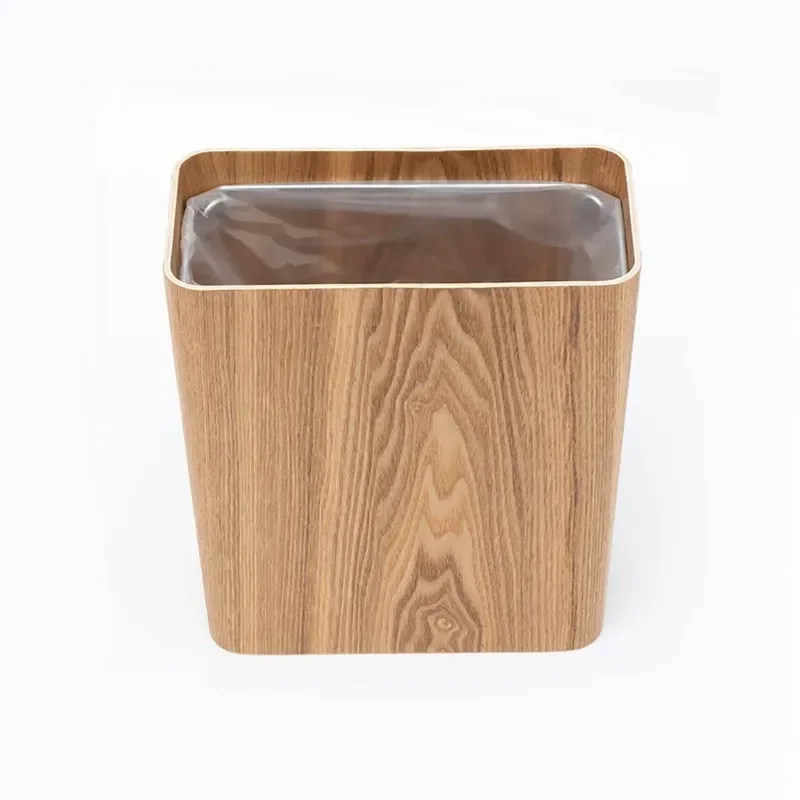 Solid Wood Storage Bucket Simple Creative Nordic Style Trash Can for Hotel B&B Household Waste Bin