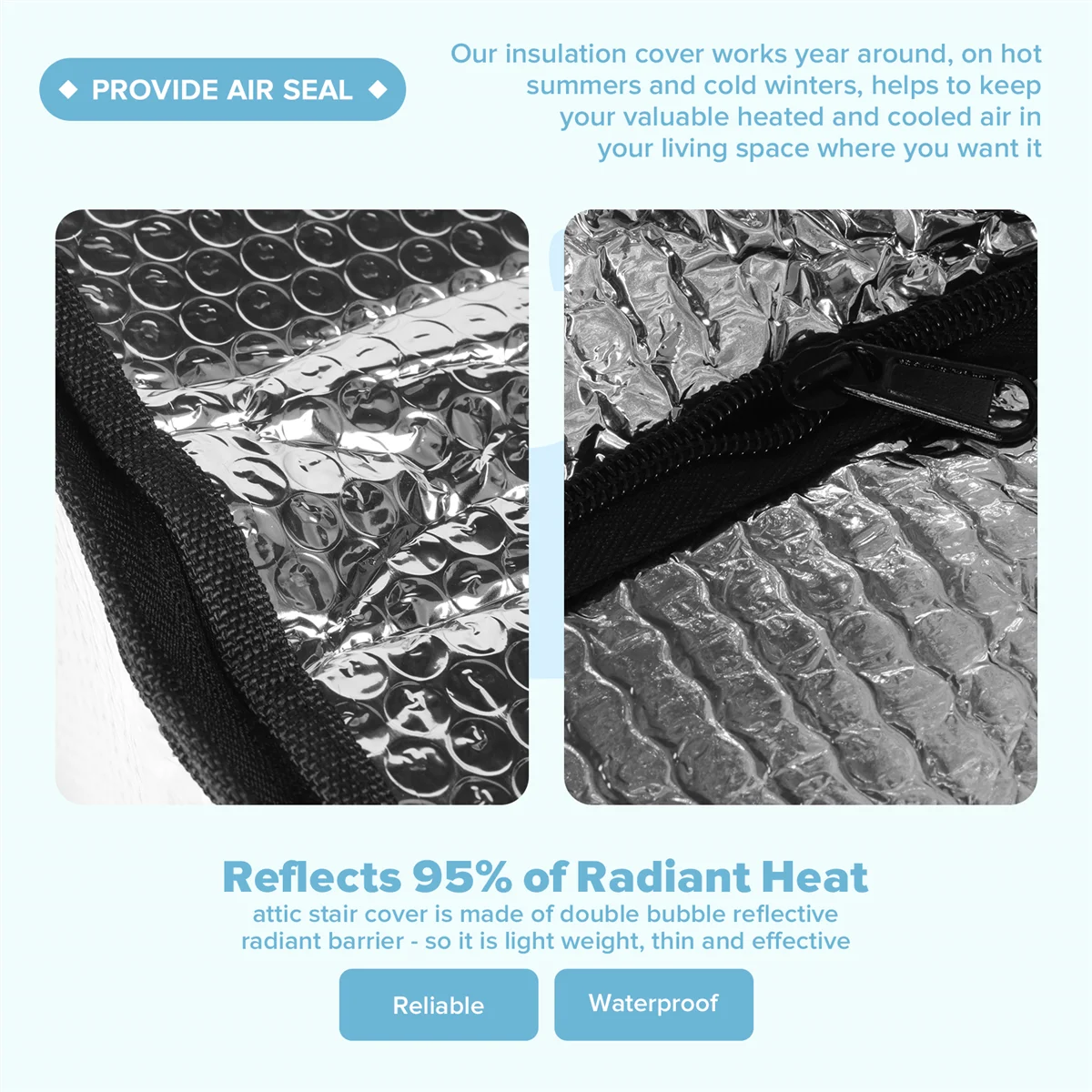 

Lo-ok Attic Stairs Insulation Cover 25x54x11In for Pull Down Stairs, Reflective Radiant Barrier Reflects 95% of Radiant Heat