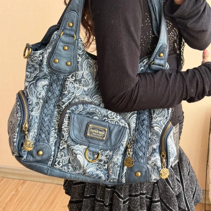 Original Motorradtasche mit Nieten, Multi-Pocket Unterarmtasche, Hot Girl Persönlichkeits-Umhängetaschen für Damen – Detail 5
