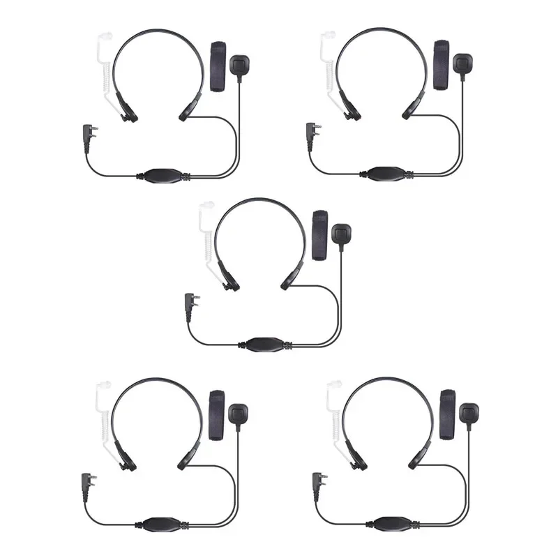 

Lot 5PCS 2 Pin Throat Controlled Earphone Air Tube Headset Finger PTT Mic Microphone for BaoFeng UV-5R UV5R GT-3TP UV-5RA Radio